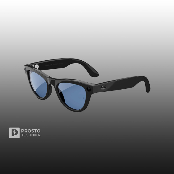 Ray-Ban Skyler (Gen 1) Глянцевый Чёрный с Прозрачно-Голубыми линзами